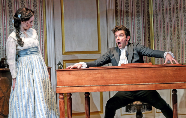Talene Monahon and Michael Urie star in The Government Inspector, directed by Jesse Berger, at the Duke on 42nd Street.