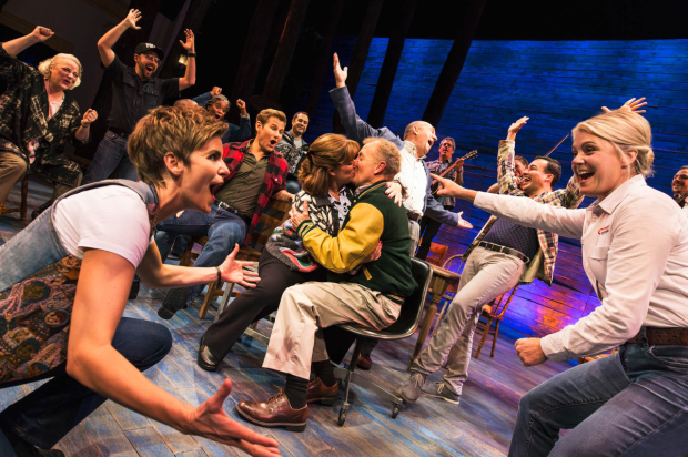 The Broadway cast of Come From Away at the Schoenfeld Theatre.