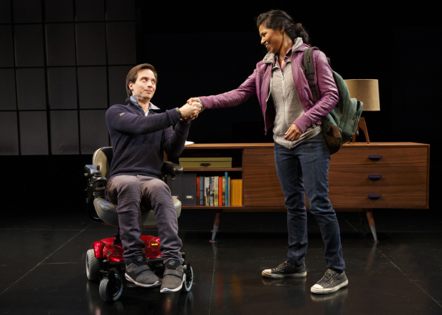 Gregg Mozgala and Jolly Abraham star in Cost of Living, directed by Jo Bonney, at New York City Center.