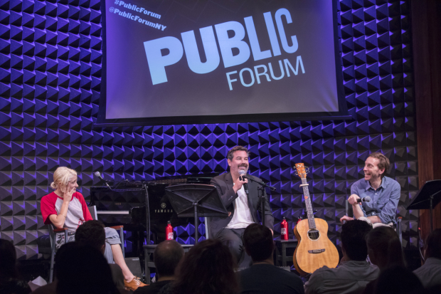 Heather Christian, Duncan Sheik, and Public Forum Director Michael Friedman at Public Forum: A Festival of Songwriting.