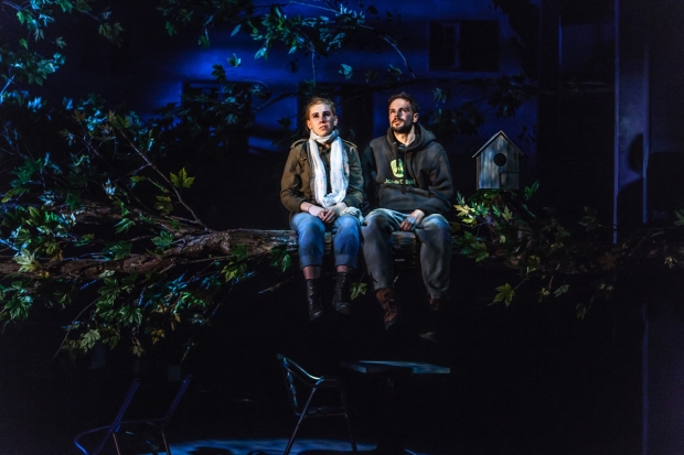 Zosia Mamet and Jonny Orsini in a scene from The Whirligig, directed by Scott Elliott, at Pershing Square Signature Center.