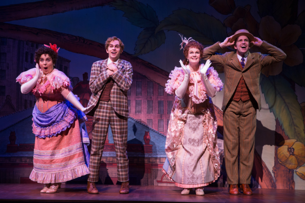 Beanie Feldstein, Taylor Trensch, Kate Baldwin, and Gavin Creel in Hello, Dolly! on Broadway.