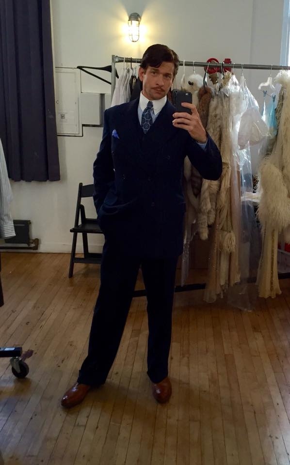 Andy Karl looks sharp at an On the 20th Century costume fitting.