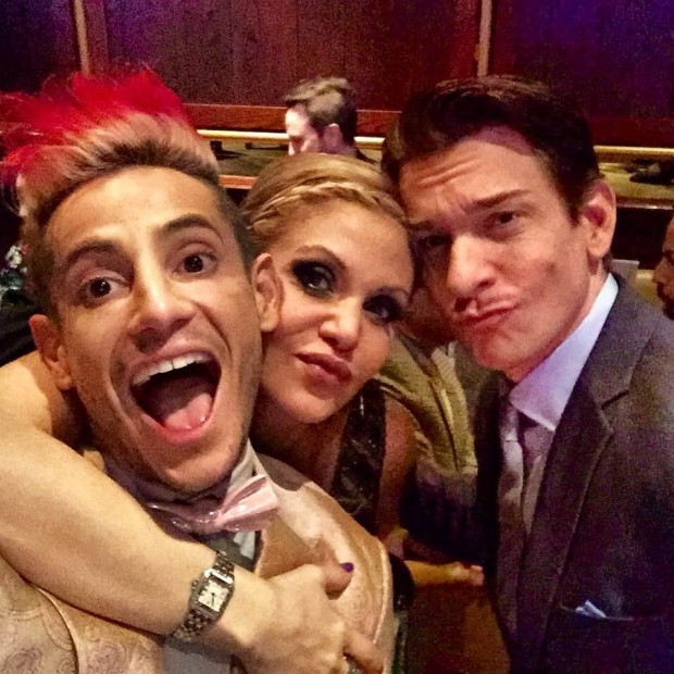 Frankie J. Grande celebrates the opening of On the 20th Century with Orfeh and Andy Karl.