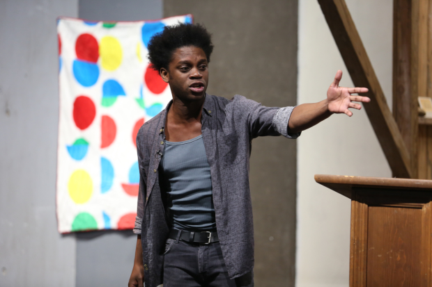 Mikéah Jennings plays James in W. David Hancock&#39;s Master, directed by Taibi Magar, at Brooklyn&#39;s Irondale Theatre Center.