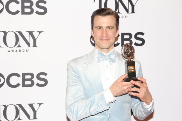Gavin Creel and his Tony for Best Featured Actor in a Musical.