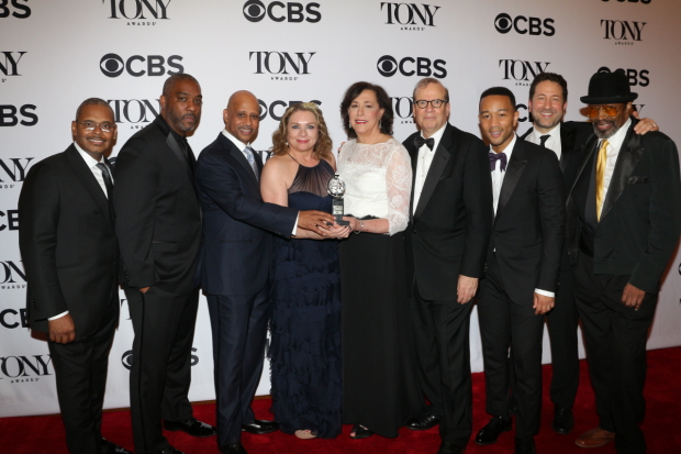 The talented team of Jitney shows off their Tony for Best Play Revival.