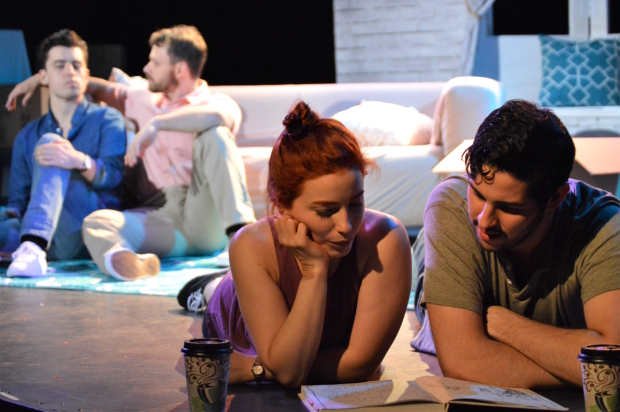From left: Jack D. Martin as Sam, Chris Krause as Mark, Kelsey Claire as Woman, and Dan Moldovan as Man in Sonder.