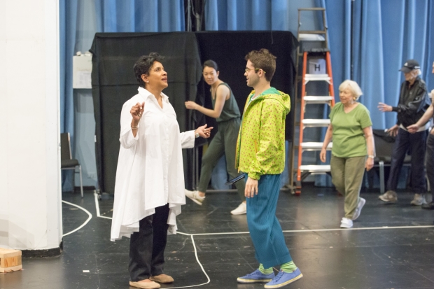 Phylicia Rashad works with choreographer Chase Brock in rehearsal for A Midsummer Night's Dream, directed by Lear deBessonet.