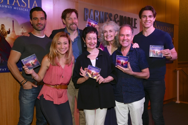 Company members of Anastasia celebrate the Original Cast Recording at an event at Barnes &amp; Noble.