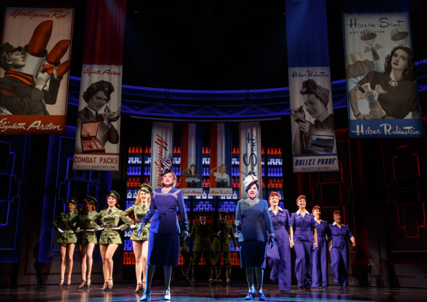 Christine Ebersole, Patti LuPone, and the cast of War Paint at the Nederlander Theatre.