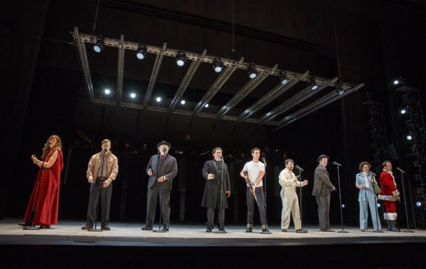 The cast of the Encores! Off-Center production of Stephen Sondheim and John Weidman&#39;s Assassins, directed by Anne Kauffman, at New York City Center.
