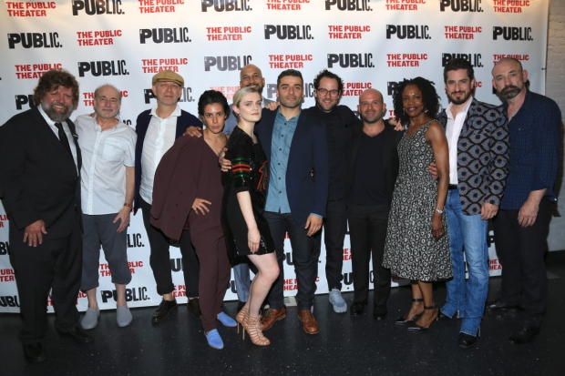 The company of Hamlet celebrates opening night at The Public Theater.
