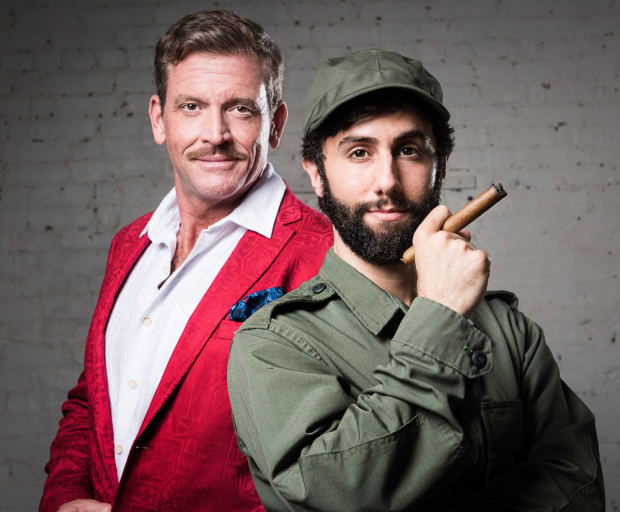 Jonathan Steward and George Psomas as Errol and Fidel&#39;s title characters Errol Flynn and Fidel Castro.