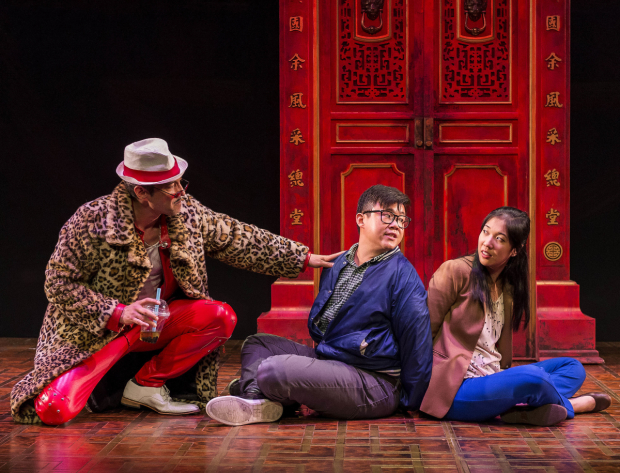 Daniel Smith, Rammel Chan, and Stephenie Soohyun Park in the world premiere of King of the Yees, directed by Joshua Kahan Brody, at Center Theatre Group&#39;s Kirk Douglas Theatre. 
