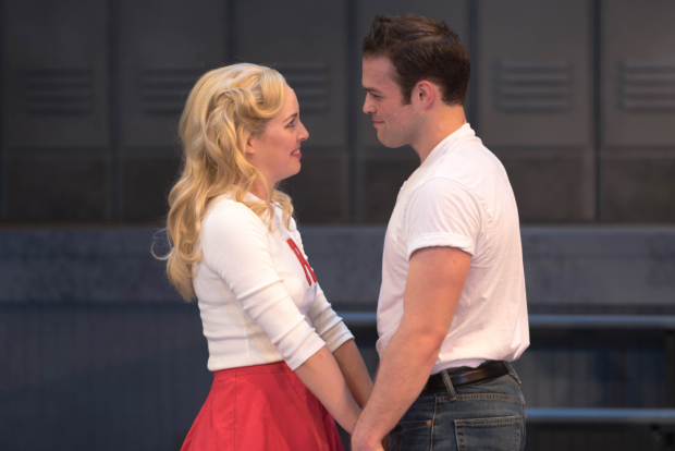 Liana Hunt (left) and Sam Wolf (right) in the John W. Engeman Theater&#39;s current production of Grease.