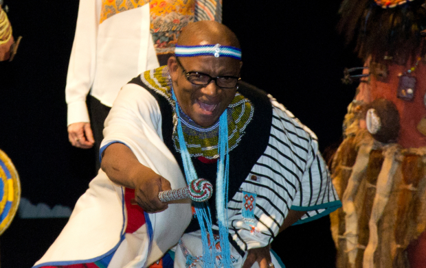 Lebo M. performing at The Lion King&#39;s 15th anniversary celebration at the Minskoff Theatre in 2012.