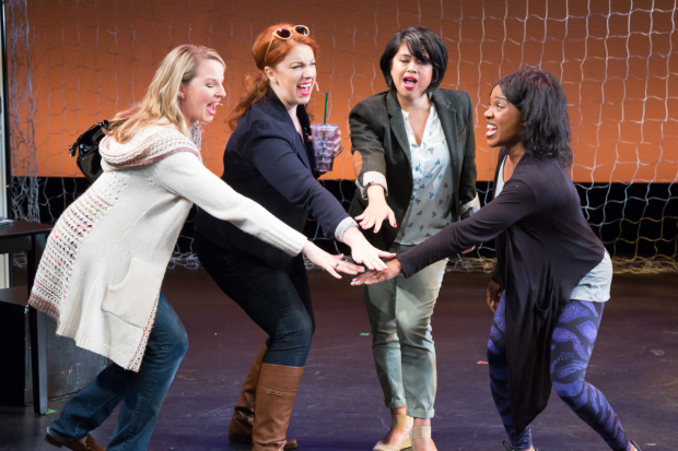 Jessica Tyler Wright, Casey Erin Clark, Kristan Espiritu, and Karen Burthwright in a scene from Play Like a Winner.