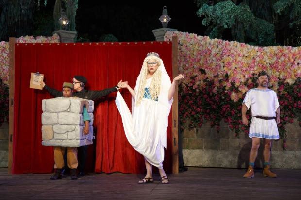 Patrena Murray, Robert Joy, Jeff Hiller, and Danny Burstein plays The Mechanicals in the Shakespeare in the Park production of A Midsummer Night&#39;s Dream.