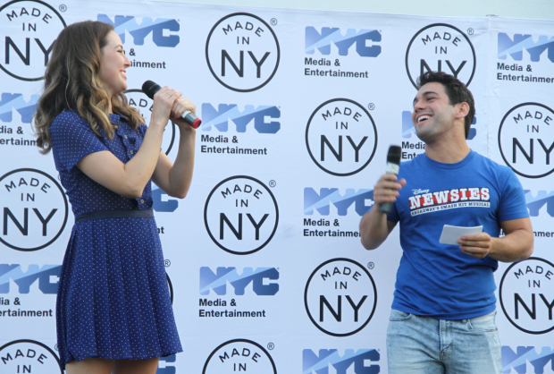 Liana Hunt shares the stage with the evening&#39;s host, Tommy Bracco.