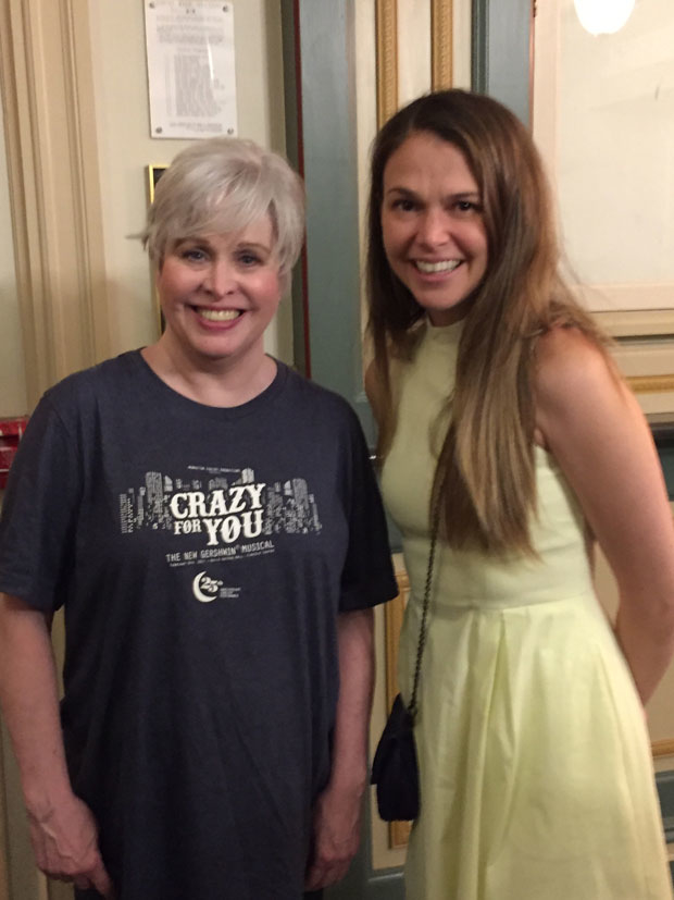 Nancy Opel and Sutton Foster pose for a photo after the show.