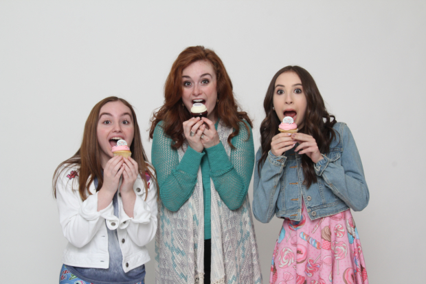 Madison Mullahey, Calli McRae, and Carrie Berk star in Peace, Love, and Cupcakes&#39;: The Musical, directed by Rommy Sandhu, for NYMF at the Acorn Theatre.