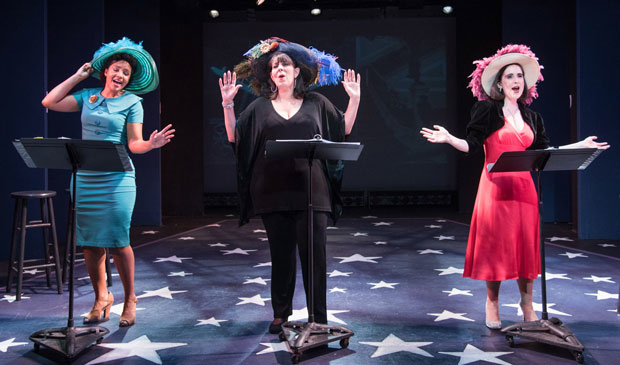 Stephanie Umoh, Christine Pedi, and Stephanie D'Abruzzo star in Jerry&#39;s Girls, directed by Pamela Hunt, at York Theatre Company.