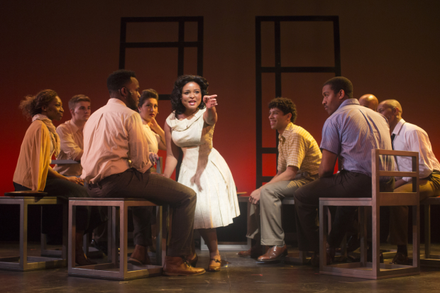 Brynn Williams leads the cast of Freedom Riders: The Civil Rights Musical, directed by Whitney White, for NYMF at the Acorn Theatre.
