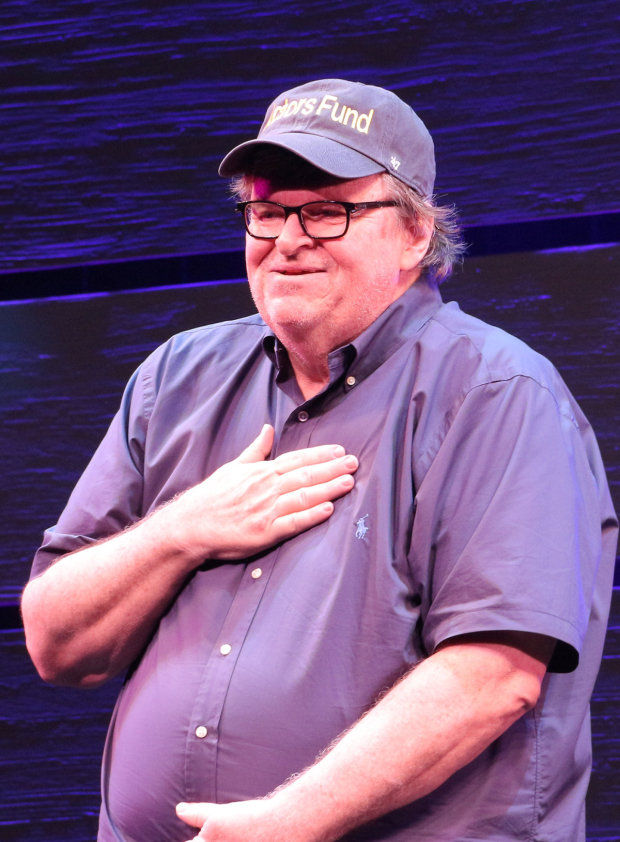 Michael Moore takes a bow as The Terms of My Surrender opens on Broadway.