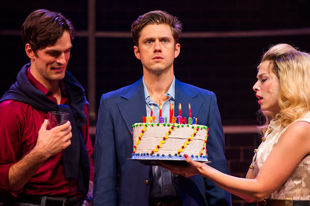 Paul Schaefer, Aaron Tveit, and Lauren Marcus star in Company, directed by Julianne Boyd, at Barrington Stage Company.