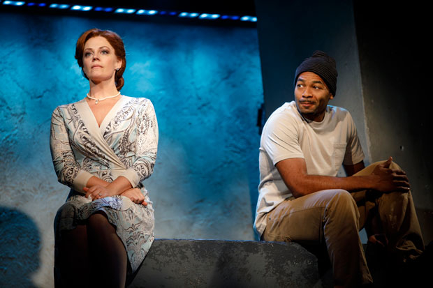 Elizabeth Stanley &amp; Brandon Victor Dixon star in F**cking A, directed by Jo Bonney, at Pershing Square Signature Center.