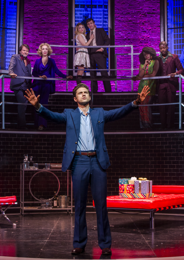 Aaron Tveit as Robert in Barrington Stage Company&#39;s production of Company.