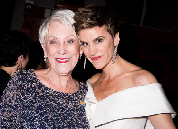 Beverley Bass and Jenn Colella pose together at the Come From Away Tony Awards party.
