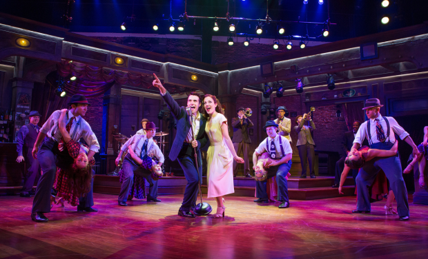 Corey Cott and Laura Osnes in Bandstand at Broadway&#39;s Bernard B. Jacobs Theatre.