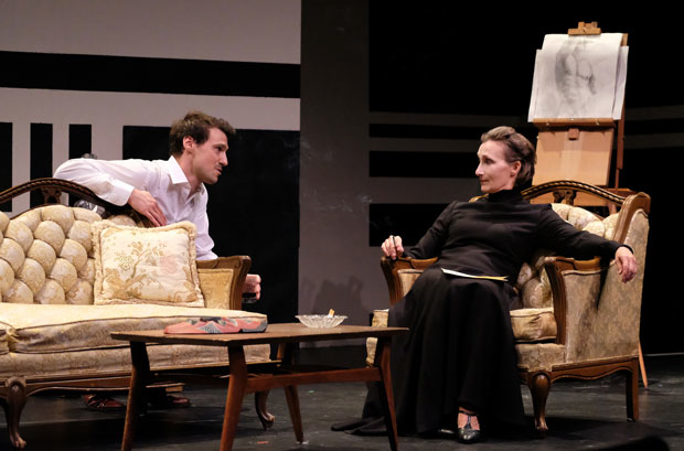 Conrad Ardelius and Dee Pelletier star in The Baroness: Isak Dinesen&#39;s Final Affair, directed by Henning Hegland, at the Clurman Theatre.