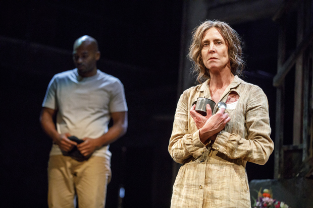 Brandon Victor Dixon plays Monster and Christine Lahti plays Hester in the off-Broadway revival of F**king A.