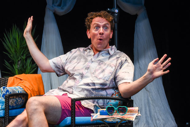 Drew Droege performing his solo comedy Bright Colors and Bold Patters, returning to New York City this November. 