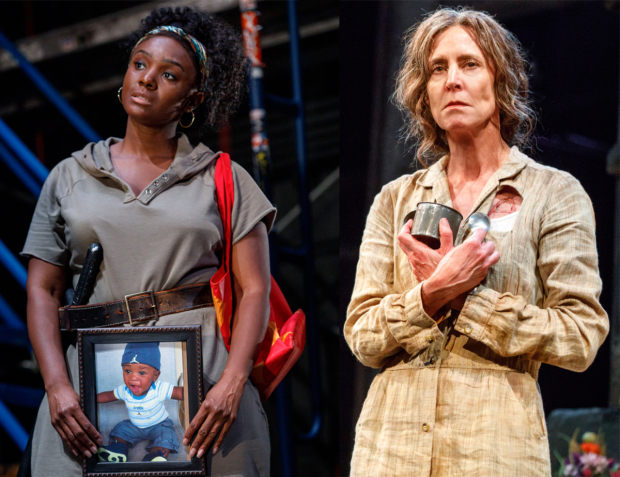 Saycon Sengbloh as Hester in In the Blood and Christine Lahti as Hester in F**cking A at the Pershing Square Signature Center.