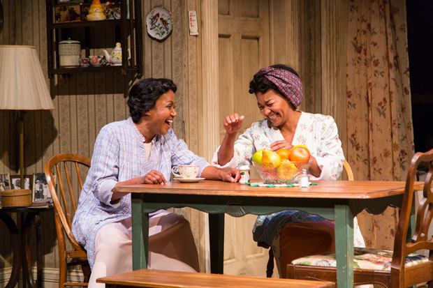 Brenda Pressley (Lena Younger) and Crystal A. Dickinson (Ruth Younger) in A Raisin in the Sun at Two River Theater. 