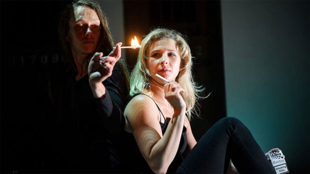 Natalia Kaliada and Maria Alyokhina in a scene from Belarus Free Theatre&#39;s Burning Doors.