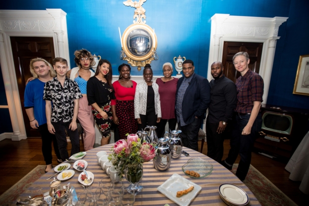 New York City First Lady Chirlane McCray grabs a photo with the cast of MCC&#39;s Charm.
