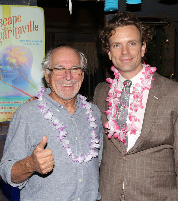 Music icon Jimmy Buffett gives Paul Alexander Nolan a thumb&#39;s up as the company of Escape to Margaritaville prepares for its pre-Broadway tour.