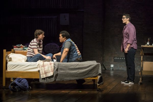 Hannah Starr (Medium Alison), Danielle Davis (Joan), and Danni Smith (Alison) in Fun Home, directed by Gary Griffin, at the Victory Gardens Biograph Theater.