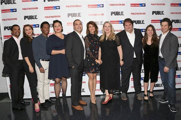 The company of Tiny Beautiful Things celebrates opening night at the Public Theater.