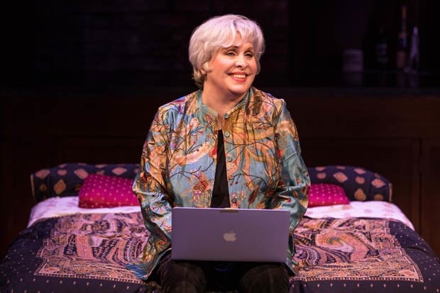 Nancy Opel stars as Bobby in Curvy Widow at the Westside Theatre.