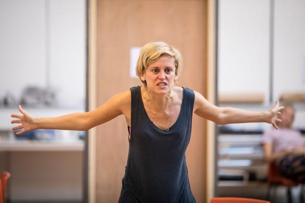 Olivier Award winner Denise Gough rehearses People, Places &amp; Things under the direction of Jeremy Herrin for its run at St. Ann&#39;s Warehouse.