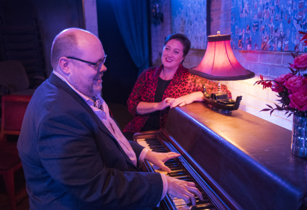 Doug Vickers and Kirsten Fitzgerald in Evening at the Talkhouse, directed by Shade Murray, at A Red Orchid Theatre.