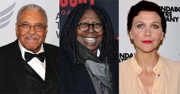 James Earl Jones (left), Whoopi Goldberg (center), and Maggie Gyllenhaal (right) will star in Roundabout Theatre Company&#39;s special benefit concert reading of Damn Yankees.