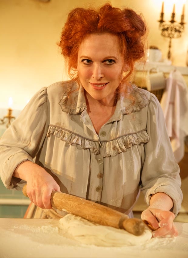 Carolee Carmello in the Tooting Arts Club production of Sweeney Todd: The Demon Barber of Fleet Street, which just sold their 20,000th pie at Barrow Street Theatre.