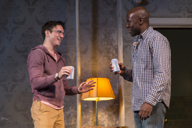 Samuel H. Levine and McKinley Belcher III in a scene from A Guide for the Homesick, directed by Colman Domingo at the Huntington Theatre Company.